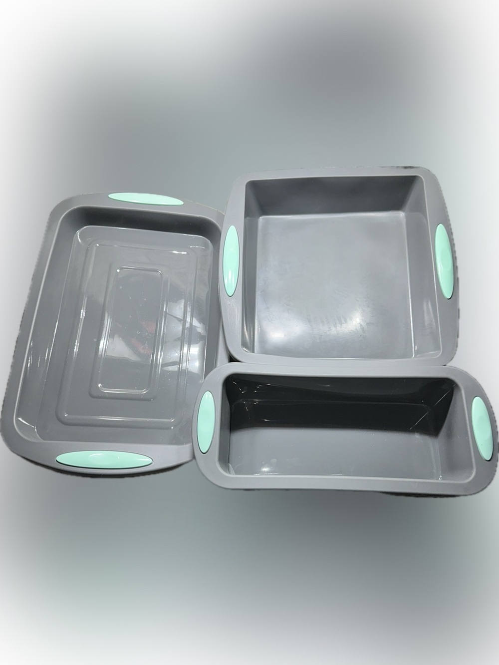5 Piece Silicone Bakeware Set Grey Mint Muffin Pan Loaf Sheet Square Baking - Picture 3 of 6